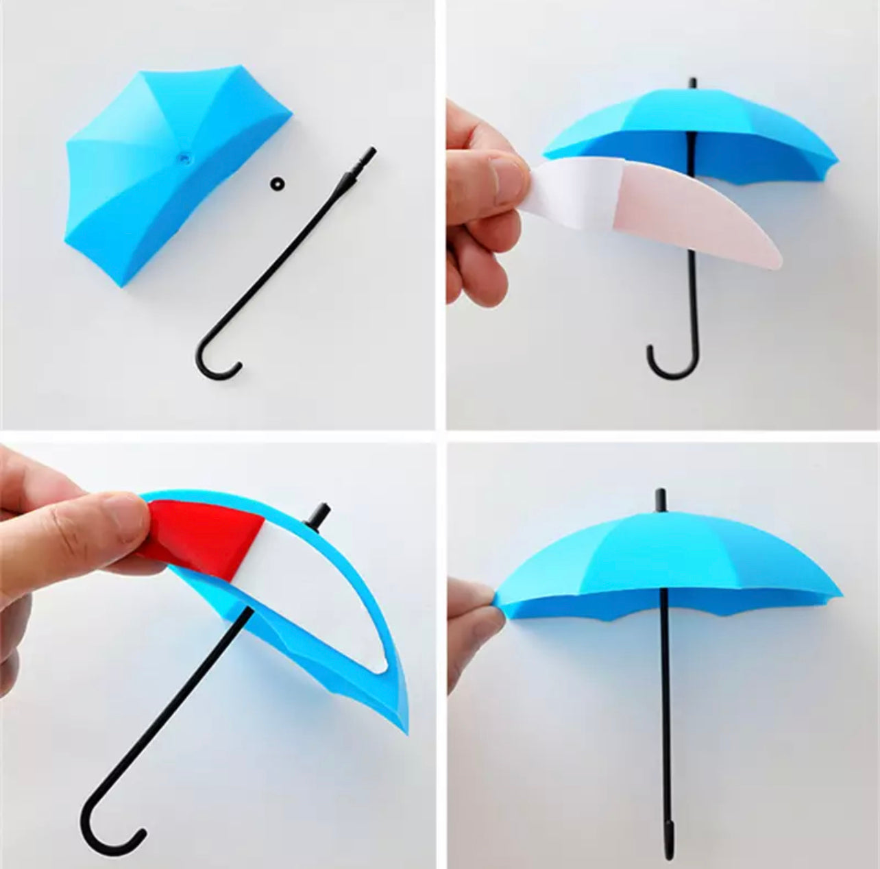 2pc Colorful Umbrella Wall Hook w/ Adhesive tape
