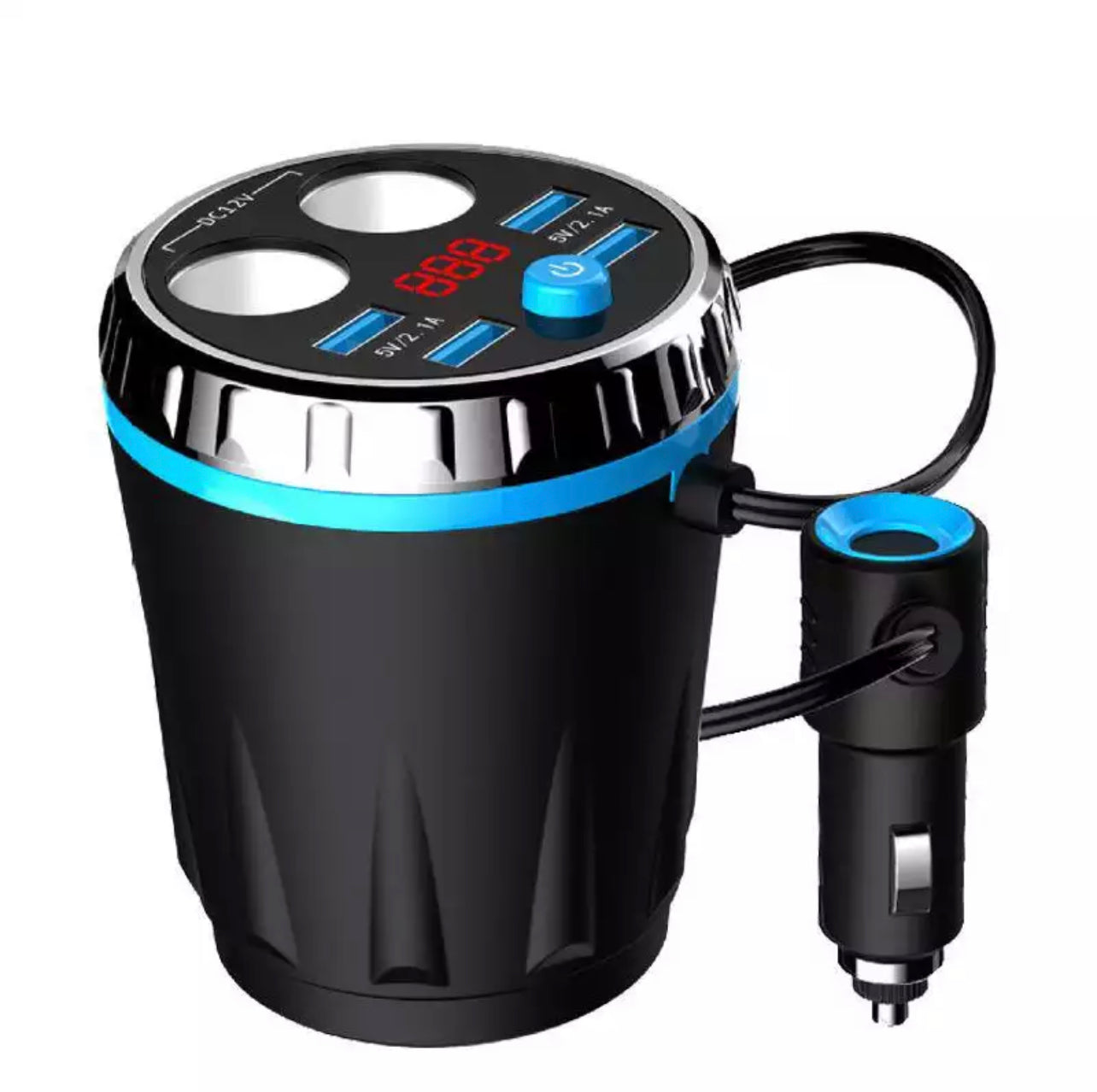 Car Charging cup - 4 USB Ports & Two Cigarette Sockets