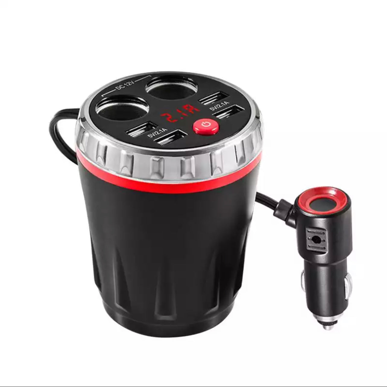 Car Charging cup - 4 USB Ports & Two Cigarette Sockets
